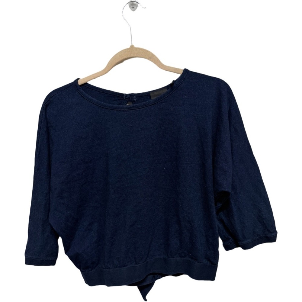 AG Adriano Goldschmied Navy Blue Tie Back Dolman Sleeve Sweater Top Size Small